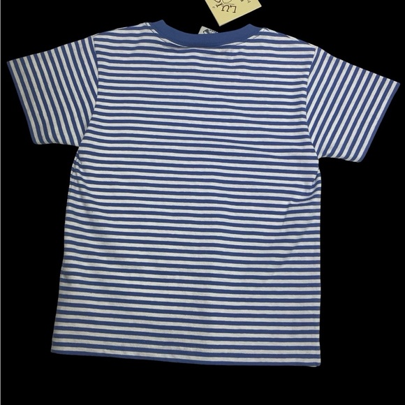 NWT Luigi Blue Striped Embroidered Apple T-Shirt 3t - Picture 2 of 8